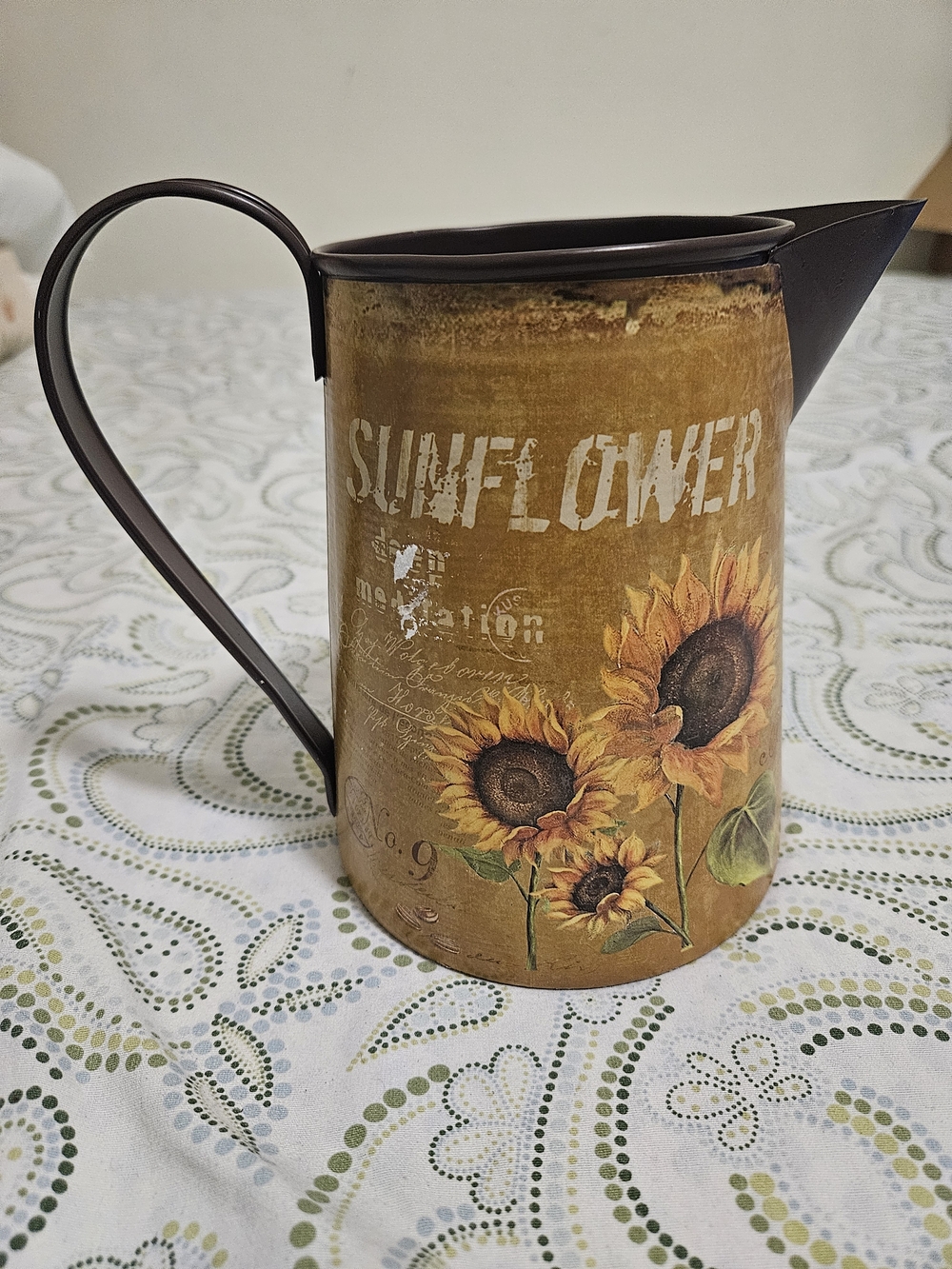 Sunflower Decorative Watering Can - Yellow Brown
